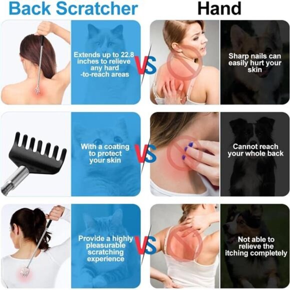 3-Pack Telescopic Back Scratchers  Bear Claw, Rake, and Paw Stainless Steel - Picture 6 of 7